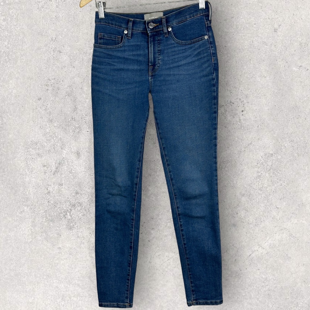 Everlane High Rise Slim Fit Denim Blue Jeans Size 26 Regular Stretch Minimalist